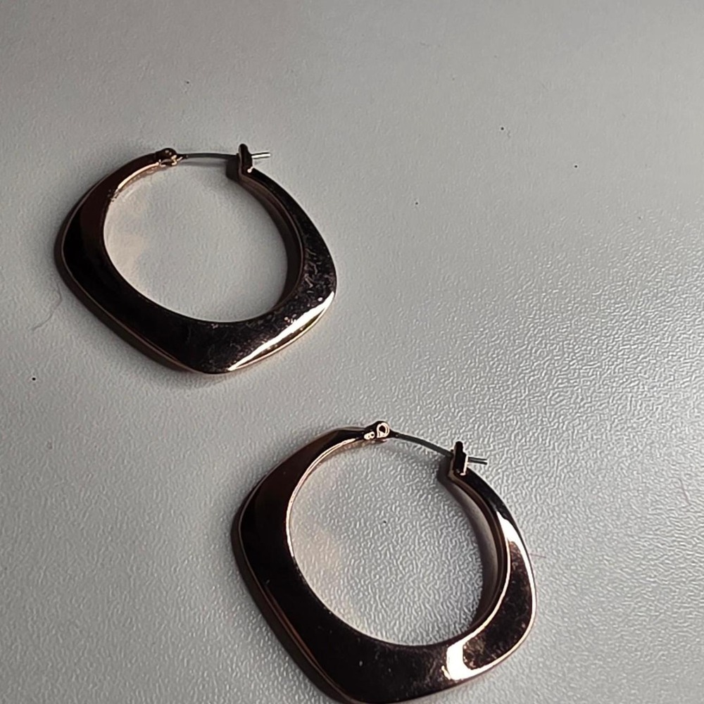 Fossil Rose Gold Chunky Geometric Square Hoop Earrings ✨ Minimalist